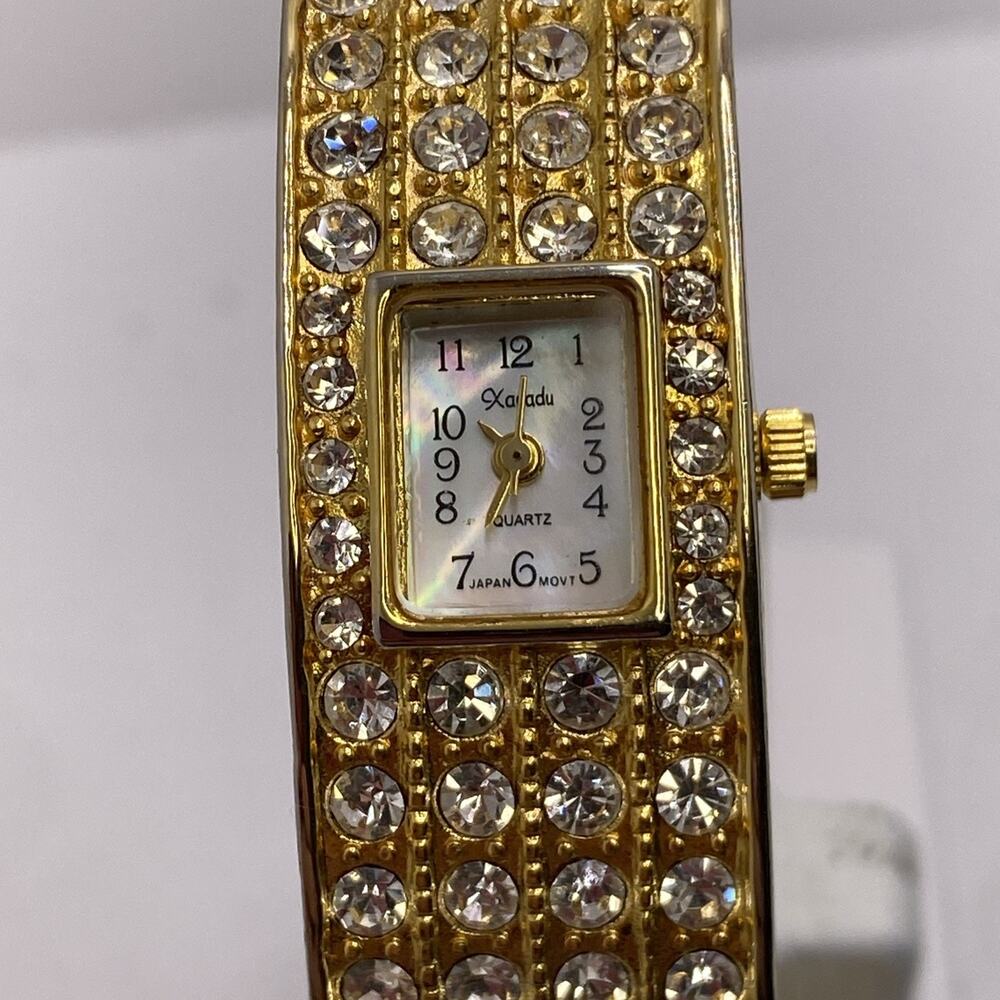 Xanadu Gold Rhinestone Cuff Watch Works New Battery
